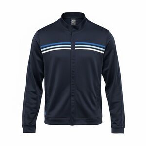 Adidas Men's Dark Blue Track Jacket with Stripes